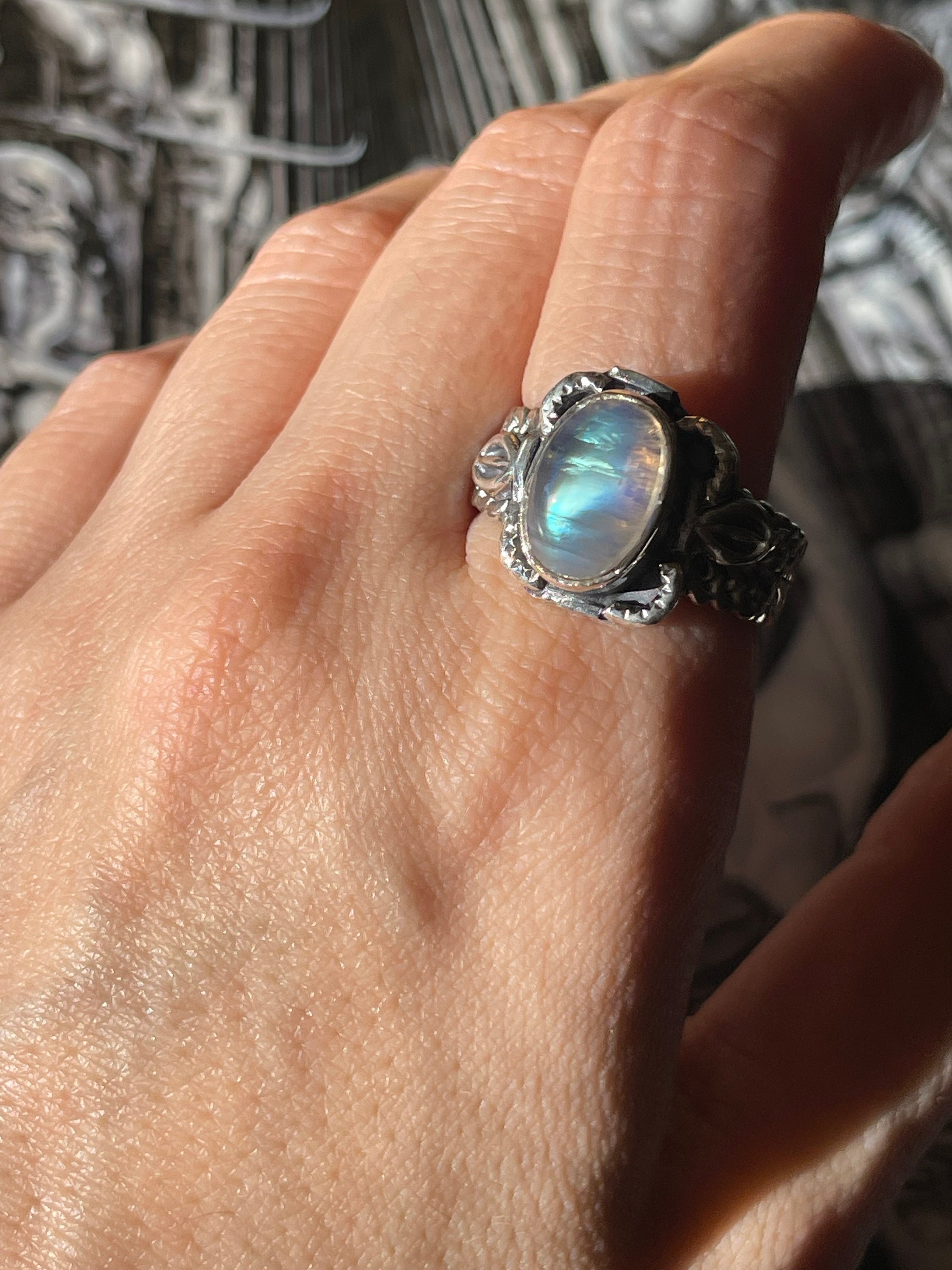 Buy Evanthe Moonstone Engagement Ring, Vintage Floral Moonstone Ring,  Laurel Leaf Rose Gold Moonstone Ring, Moonstone Leaf Engagement Ring Online  in India - Etsy