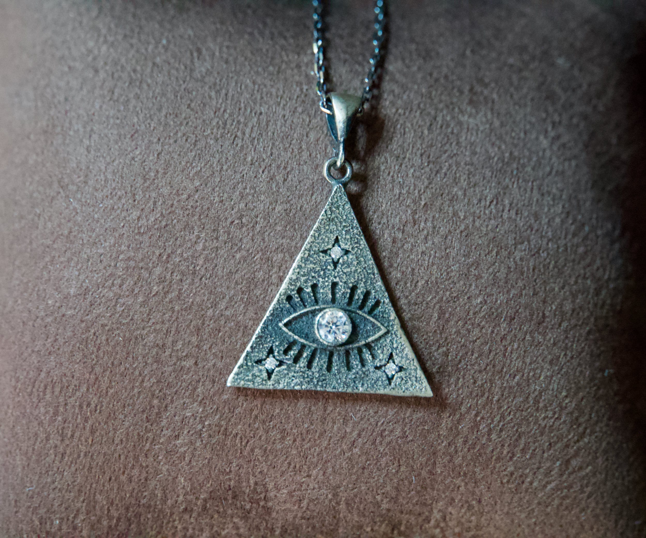 All Seeing Eye 925 Sterling Silver Unisex Necklace. Triangle Etsy