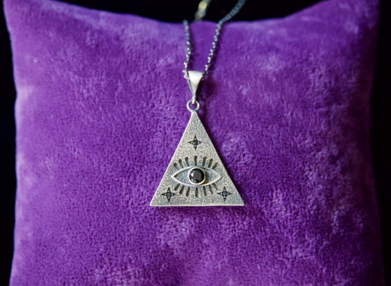 All Seeing Eye 925 Sterling Silver Unisex Necklace. Triangle - Etsy