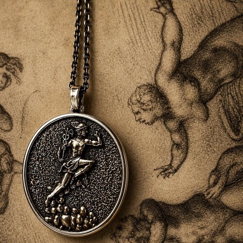 HERMES GOD Sterling Silver Necklace. Greek Mythology Jewelry. Unisex