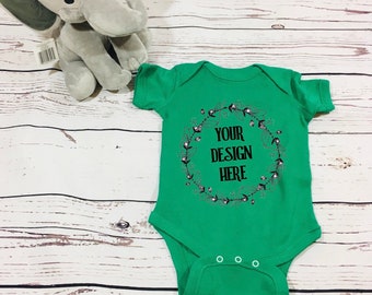 Download Free Green Onesie Mockup Onesie Mockup Rabbit Skins Mockup Real PSD Mockup Template