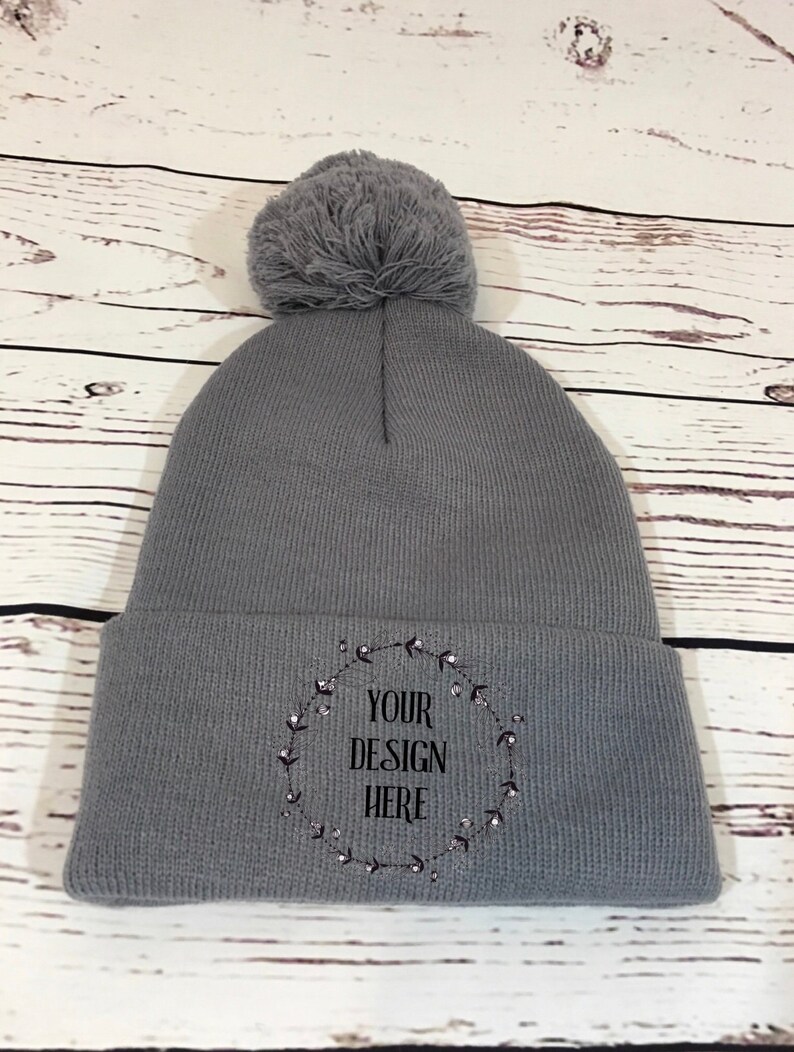 Download Grey Pom Pom Hat Mockup Grey Knit Hat Mockup Grey Hat | Etsy