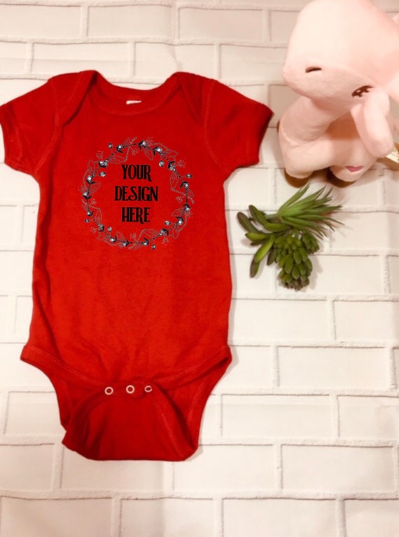 Red Onesie Mockup Onesie Mockup Rabbit Skins Mockup Real Etsy