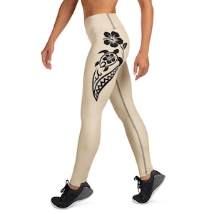 Polynesian Black Turtle Tribal Yoga Leggings