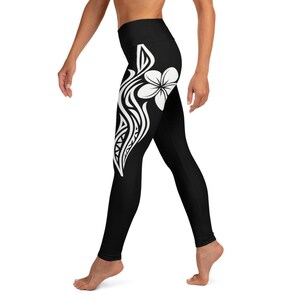 Polynesian White Tribal Yoga Leggings