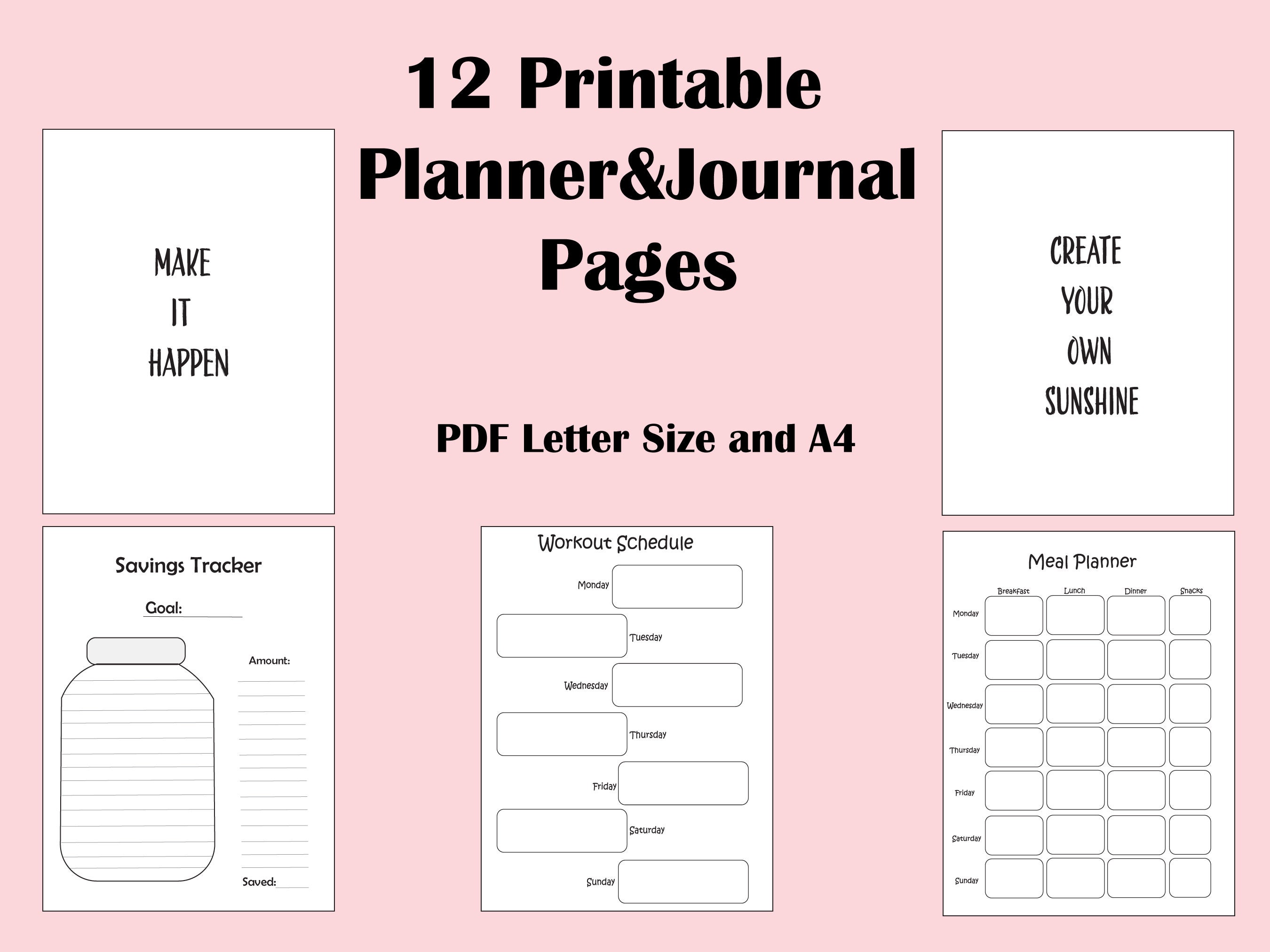 Planner and Bullet Journal Pages, Printable Tracker - Etsy
