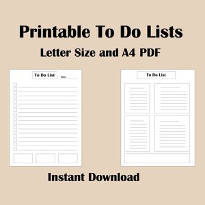 Printable To Do Lists Instant Download