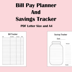 Savings Tracker And Bill Planner Printable Files