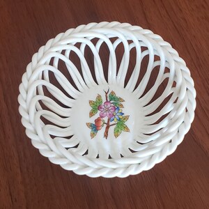 Herend Hungary Handpainted Openwork Basket Queen Victoria