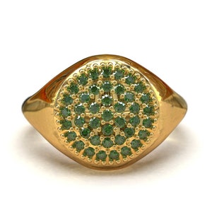 18K Gold Men Emerald Ring Gold Emerald Pinky Ring 18K Emerald Ring Men 18K Gold Signet Ring 18K Gold Pinky Ring Emerald Heavy Gold Ring
