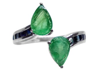 Natural Emerald Twist Ring Pear Emerald Twist Ring Handmade Emerald Rings May Birthstone Twist Ring 925 Silver Handmade Emerald Ring