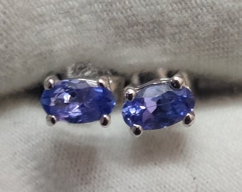 Tanzanite Ear Studs Silver Tanzanite Earrings 0.5 Ct Tanzanite Stud Earrings Minimalist Ear Studs Tiny Ear Studs Silver Tanzanite Jewelry