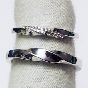 Silver Couple Ring Set 925 Sterling Silver Couple Promise Ring Engagement Couple Rings His and Hers Ring Silver Wedding Band Commitment Ring