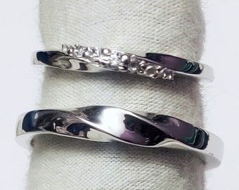 Sterling Silver Couple Rings: CZ Promise Rings, Wedding Bands