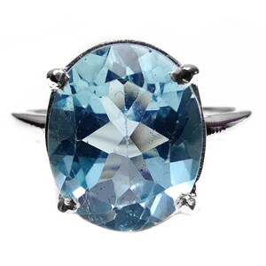 Big Topaz Statement Ring 10x12 mm Oval Blue Topaz Cocktail Ring 4.5 Carat Swiss Blue Topaz November Birthstone Ring 925 Silver Topaz Ring