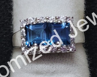 London Blue Topaz Engagement Ring 3 Ct Blue Topaz Wedding Ring London Blue Topaz Ring Men Promise Ring Annversary Gift
