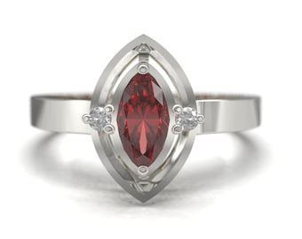 925 Silver Garnet Band Red Garnet Ring 5x10 Marquees 0.9 Ct Garnet Anniversary Band Natural Garnet Promise Ring January Birthstone Ring