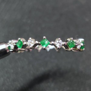 Silber Smaragd Stapelring Natürlicher Smaragd Ring Mai Geburtsstein Ring 925er Sterling Silber Grüner Smaragd Ring