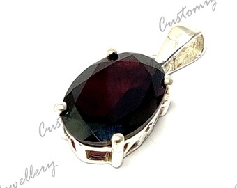 Large Garnet Pendant Blood Red Garnet Pendant 10x14 mm Oval 4.7 Ct Garnet Pendant January Birthstone Pendant Necklace Silver Garnet Pendant