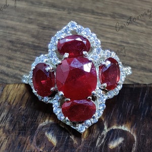 Ruby Engagement Ring Red Ruby Anniversary Ring 4 Ct Ruby Promise Ring For Her Valentine Ring For Her Mothers Day Gift For Her Wedding Ring