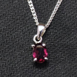 Rhodolite Garnet Pendant Necklace Sterling Silver Raspberry Garnet Necklace 6x8 mm Oval 1.5 Ct Garnet Necklace Natural Garnet Pendant