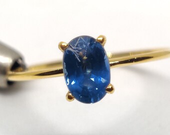 Dainty 18K Gold Blue Sapphire Ring, Minimalist September Birthstone