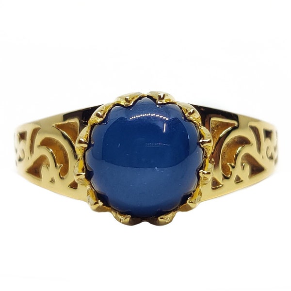 Gold Plated Sapphire Star Ring Natural Sapphire Star Ring 925 Sterling Silver Sapphire Ring Art Deco Sapphire Star Ring Sapphire WeddingRing