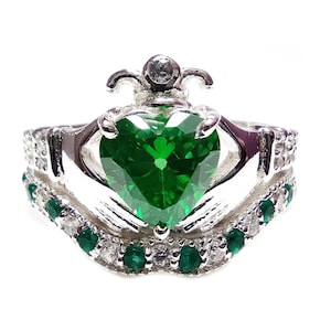 Green Heart Ring 925 Silver Irish Claddagh Heart Ring 925 Sterling Silver Heart Ring Valentine Day Ring 925 Silver Propose Ring For Her