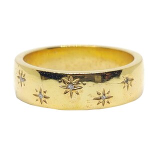 Gold Plated Wedding Band Silver Gold Plated Diamond Wedding Band Heavy Silver Wedding Band Star Diamond Wedding Band Unisex Engagement Band