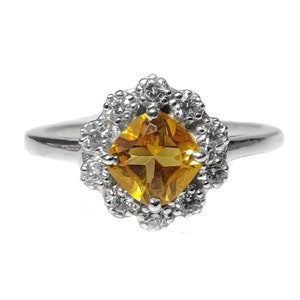 Silver Citrine Promise Ring Natural Citrine Cushion Cut Citrine Band For Her Solid Silver Citrine Birthstone Band Yellow Citrine Ring