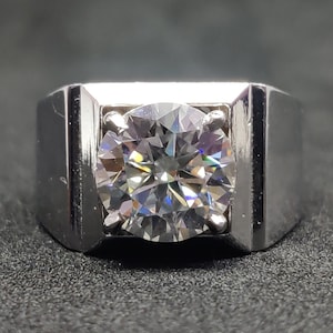 3 Ct Moissanite Men Ring Solid Silver Heavy Mens Moissanite Ring 925 Silver Moissanite Engagement Ring For Men Moissanite Wedding Ring Men