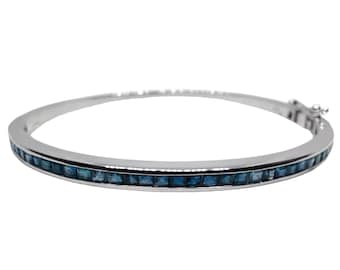 Mens Blue Sapphire Bangle Bracelet Natural Blue Sapphire Bangle Men High Quality Sapphire Bracelet 925 Sterling Silver Sapphire Bracelet Men