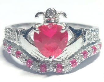 Claddagh Ring Silver Claddagh Ring Pink Heart Claddagh Ring Silver Irish Claddagh Ring Crown Ring Silver Celtic Ring Irish Promise Ring