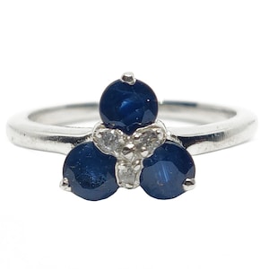 Dainty Blue Sapphire Ring Three Stone Sapphire Solitaire Ring 925 Silver Blue Sapphire Ring September Birthstone Ring 0.3 Ct Sapphire Ring
