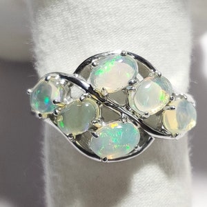 Äthiopischer Opalring aus Sterlingsilber, einzigartiger Opalring, 4,5 ct natürlicher Opalring, Opalschmuck, Silberopalring für Frauen