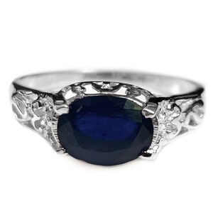 Blue Sapphire Statement Ring Large Blue Sapphire Ring Men Blue Sapphire Cocktail Ring 7x9 mm Oval Sapphire Anniversary Ring September Ring