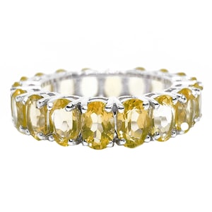 Natural Citrine Eternity Ring Full Eternity Wedding Band AAA Quality Citrine Eternity Engagement Ring Natural Citrine Ring 925 Silver Rings