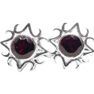 Art Deco Garnet Cufflinks Sterling Silver Garnet Cufflinks For Men Groomsmen Cufflinks Red Garnet Wedding Cufflinks For Men Fathers Day Gift