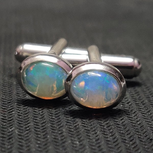 Opal Manschettenknöpfe Sterling Silber Manschettenknöpfe Silber Feueropal Manschettenknöpfe Hochwertiger äthiopischer Opal Feueropal Manschettenknöpfe aus Sterlingsilber