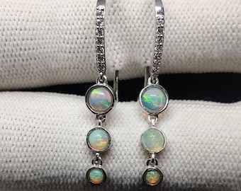 Orecchini pendenti in argento sterling con opale etiope, pietra preziosa minimalista