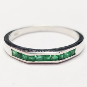Emerald Stacking Ring Emerald Minimalist Ring Sterling Silver Emerald Stackable Band Emerald Men Ring 0.6Ct Emerald Band May Birthstone Ring