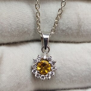 Silver Citrine Pendant Citrine Cluster Pendant 5 mm Round Natural Citrine Pendant Citrine Charm Pendant Necklace Genuine Citrine Pendant