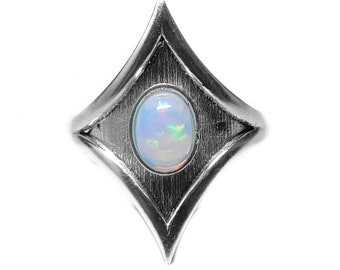 Vintage Opal Ring, 925 Silver, October Birthstone
