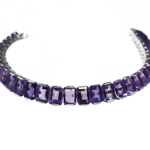 Silver Mens Amethyst Bracelet Octagon Mens Solid Silver Bracelet Natural Amethyst Bracelet For Men February Birthstone Bracelet For Men