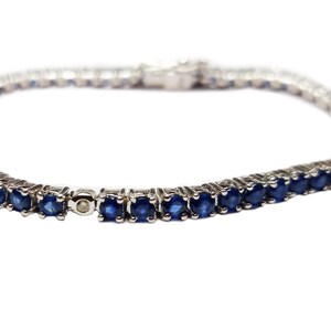 Blue Sapphire Tennis Bracelet Natural Sapphire Tennis Bracelet 3 mm Round Sapphire Bracelet September Birthstone Bracelet Blue Sapphire