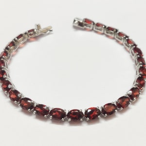 Beautiful Silver Garnet Bracelet Red Garnet Bracelet Gemstone Bracelet Birthstone Bracelet 925 Sterling Silver Garnet Bracelet For Men
