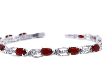 Designer Ruby Bracelet Natural Ruby Bracelet Red Ruby Bracelet 925 Sterling Silver Ruby Bracelet July Birthstone Bracelet 10Ct Ruby Bracelet