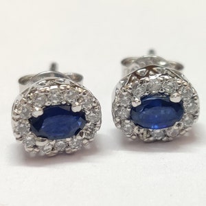 Blue Sapphire Stud Earrings Blue Sapphire Cluster Earrings 0.7 Ct Blue Sapphire Earrings Natural Blue Sapphire Silver Gemstone Earrings