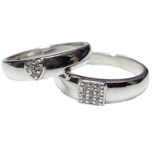 Silver Couple Ring Personalized Ring Silver Matching Rings Couple Promise Rings Couple Anniversary Rings Couple Wedding Band Engagement Ring