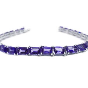 Mens Amethyst Bracelet 925 Silver Amethyst Bracelet Natural Amethyst Tennis Bracelet February Birthstone Bracelet Purple Amethyst Bracelet